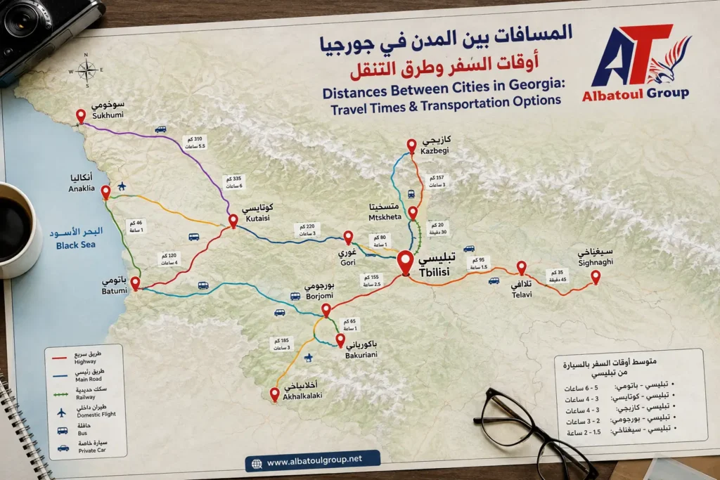  المسافات بين المدن في جورجيا